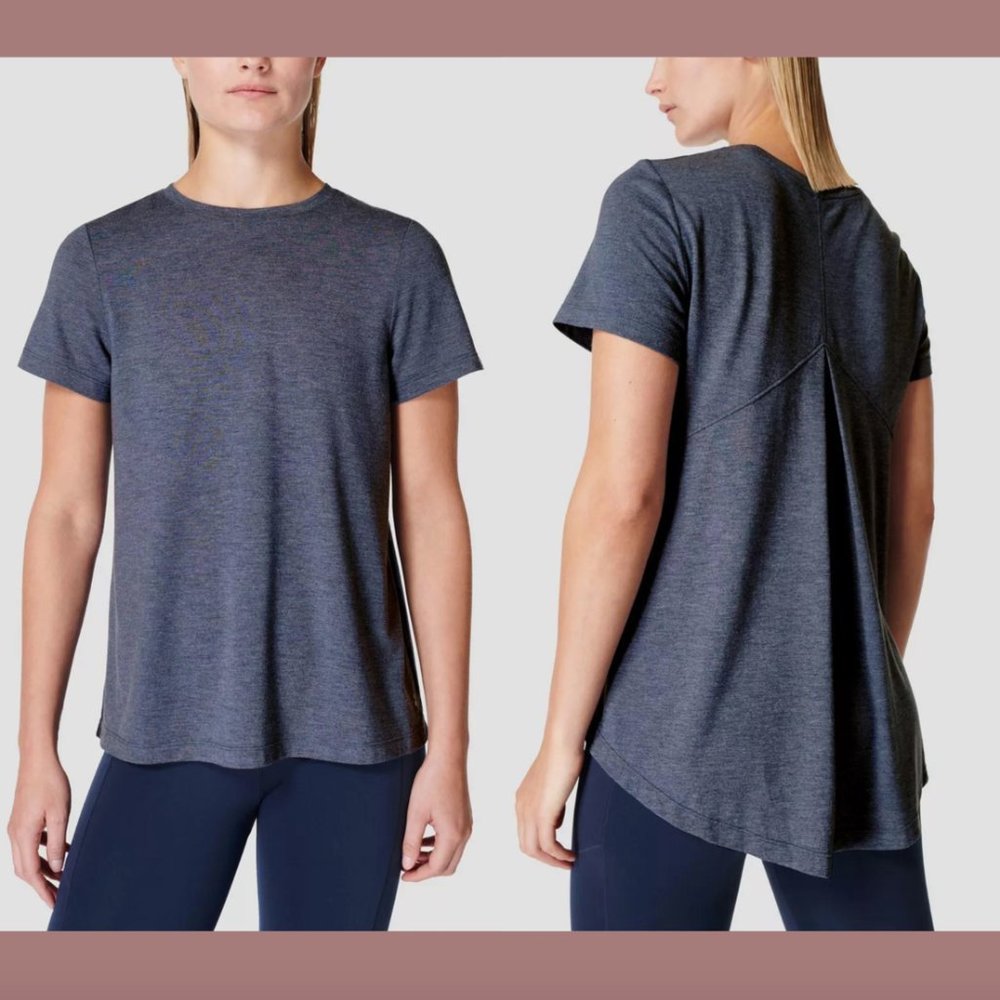 NEW $58 Sweaty Betty [‎ Small 6 ] Short Sleeve Focus Training Tee in Blue #5898